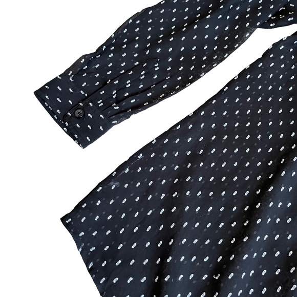 LOFT Black & White Sheer Button Up Blouse | Women’s M - Picture 3 of 5
